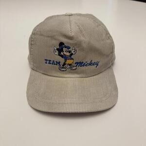 Disney Team Mickey‎ Sportcap Gray Corduroy Snapback Hat Unisex OSFM